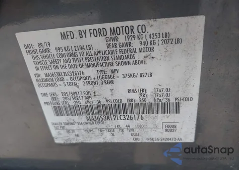 2020 Ford Ecosport Titanium from USA, damaged, VIN MAJ6S3KL2LC326176